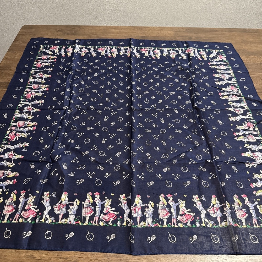 Vintage ANNE MARIE Scarf Classical French Storybook Leisure Sports Theme 32"